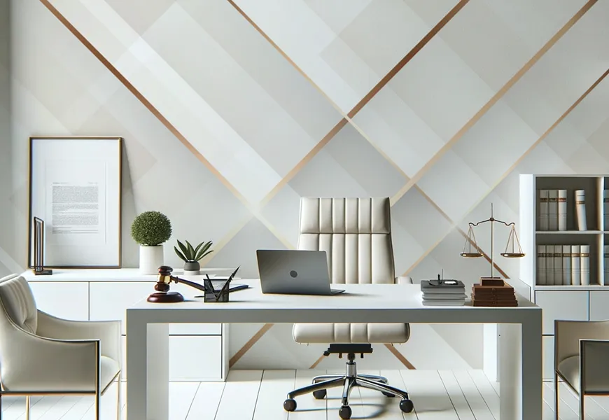 کاغذ دیواری سه بعدی دفتر کار وکیل طرح خطوط ساده وشیک